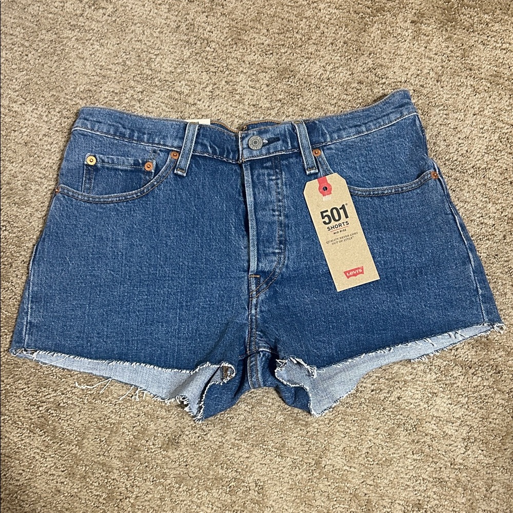 Levi's 501 Mid Rise Classic Blue Jean Shorts